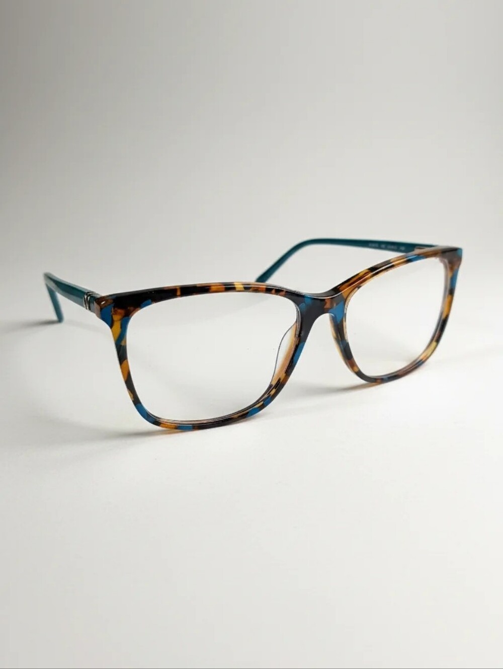 MARCHON NYC Tortoiseshell Square Frame Glasses with Teal M-5015 340 53▫15 140 - Picture 1 of 6